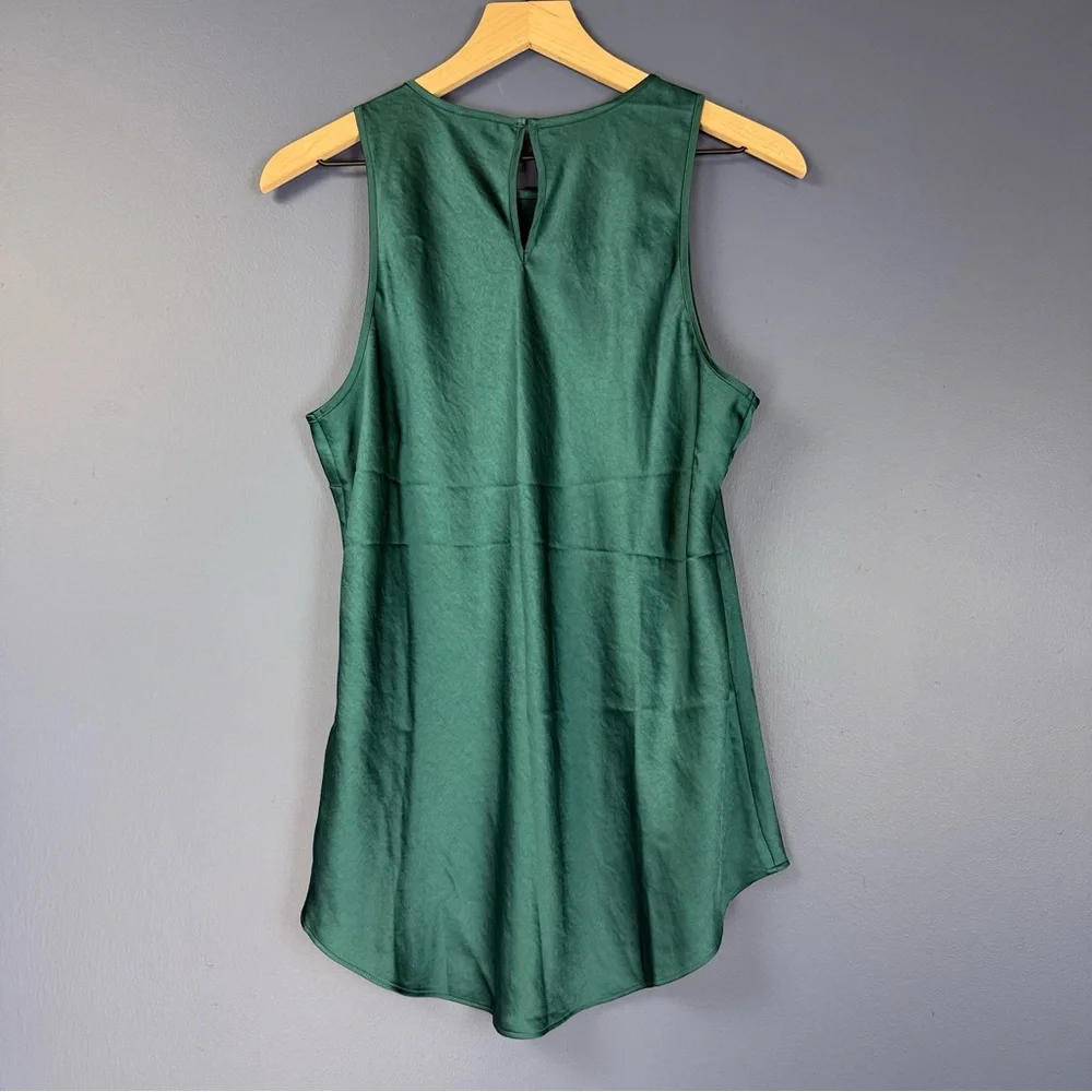 Express Teal Satin Crew Neck Sleeveless Blouse Size Large - Picture 4 of 7